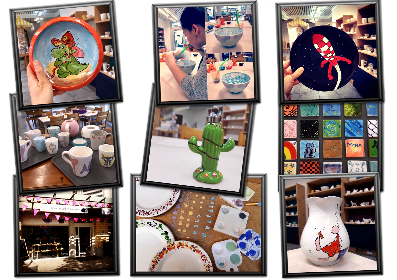 KeramikMalerei Kriens, Impressionen von Materialien, Arbeiten und Techniken